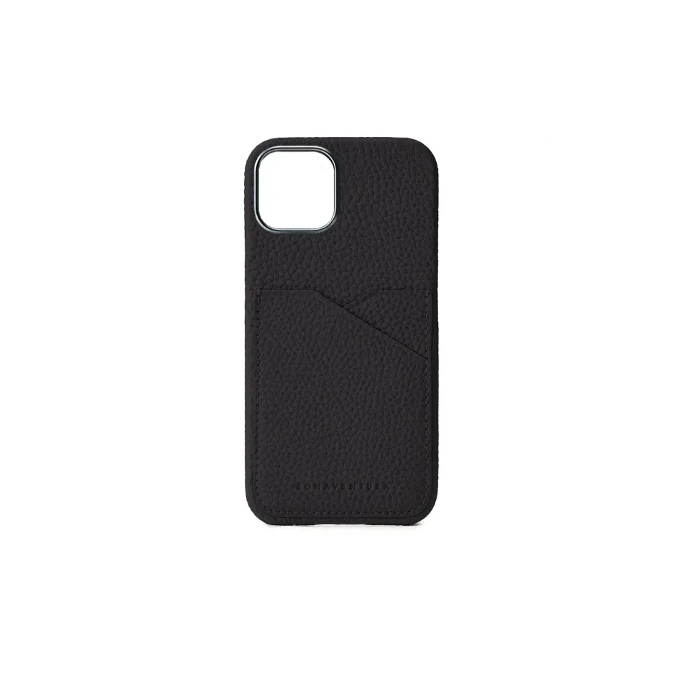 Bonaventura iPhone 15 baksideetui krympeskinn svart