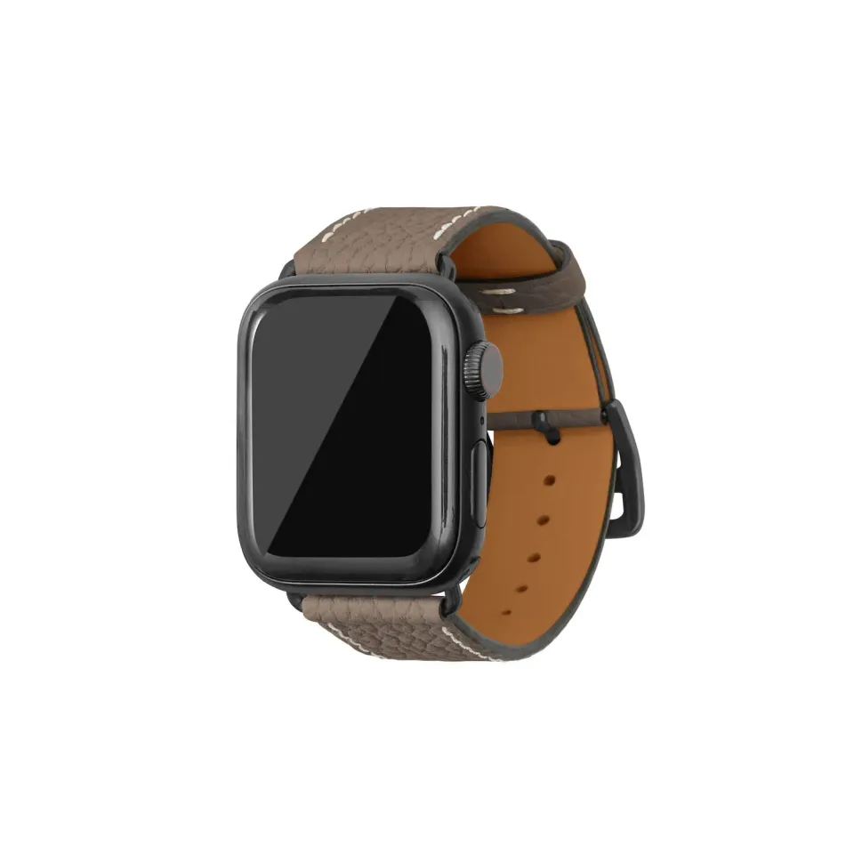 Bonaventura Apple Watch lærbånd krympeskinn Svart 44mm