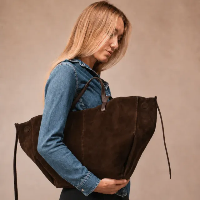 Latalia Nola XL shoppingveske mocka chocolate stor