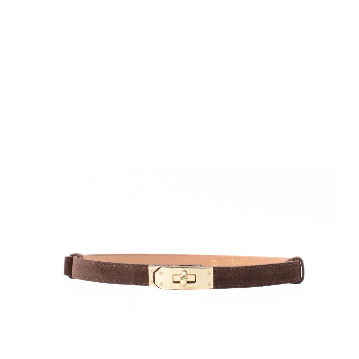 Latalia mockabelte vridlås camel 90 cm mocka