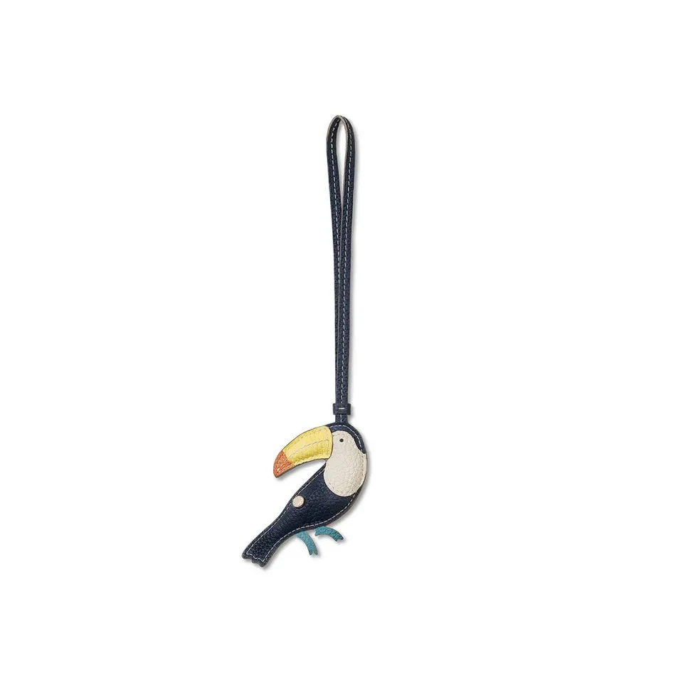 Bonaventura Toucan veskecharm krympeskinn navy gul
