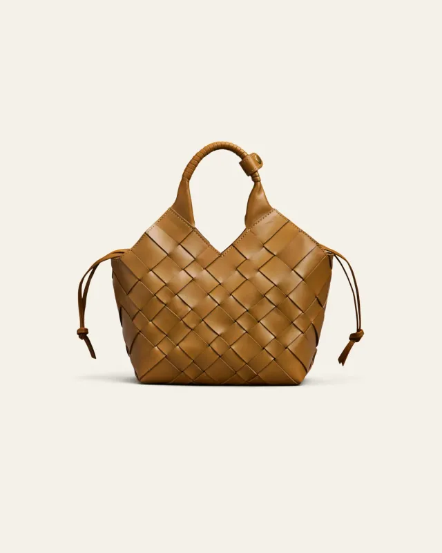 Cala Jade Misu skulderveske Sepia Brown flettet skinn