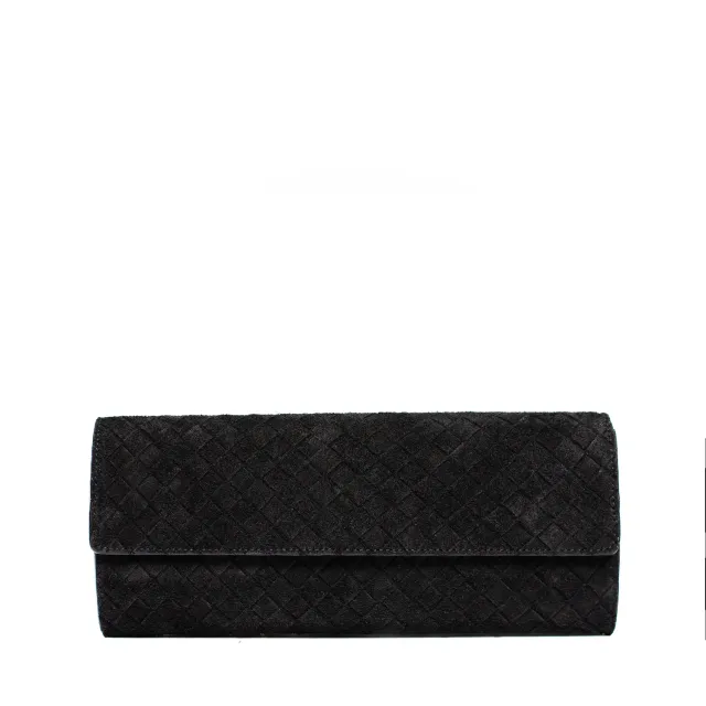 Latalia Aosta clutch svart mocka avtakbar reim
