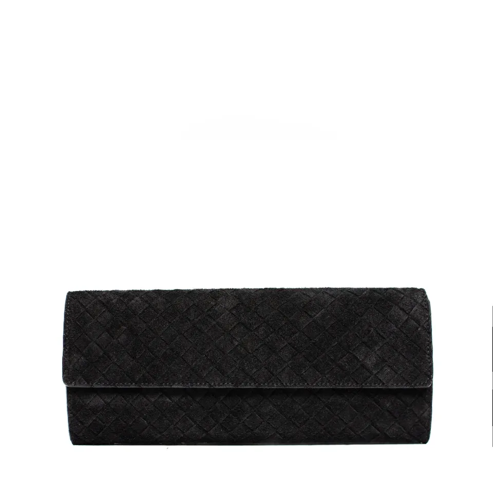 Latalia Aosta clutch svart mocka avtakbar reim
