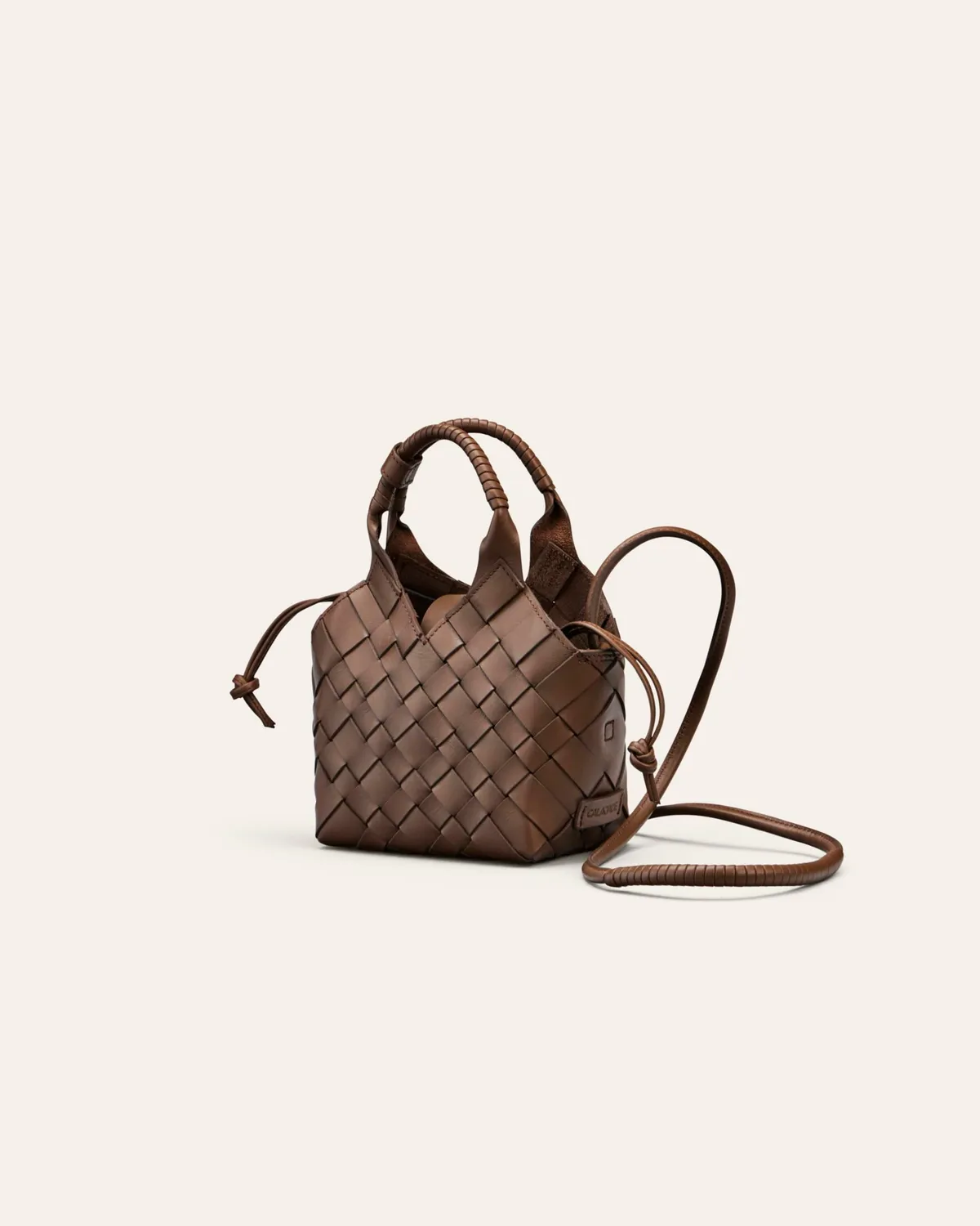 Calajade Misu Mini crossbodyveske Toffee flettet skinn