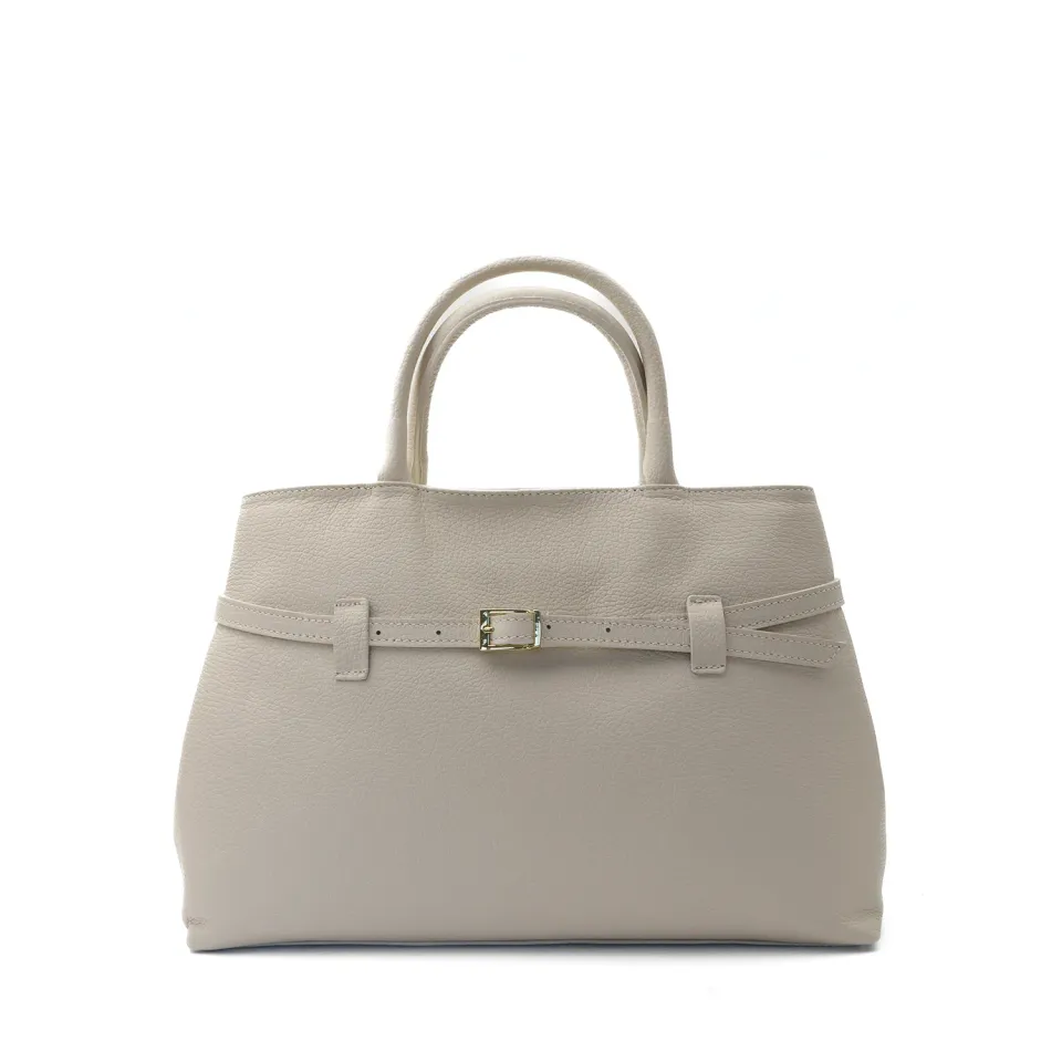 Latalia Pisa-maxi veske beige stor jobb skinn
