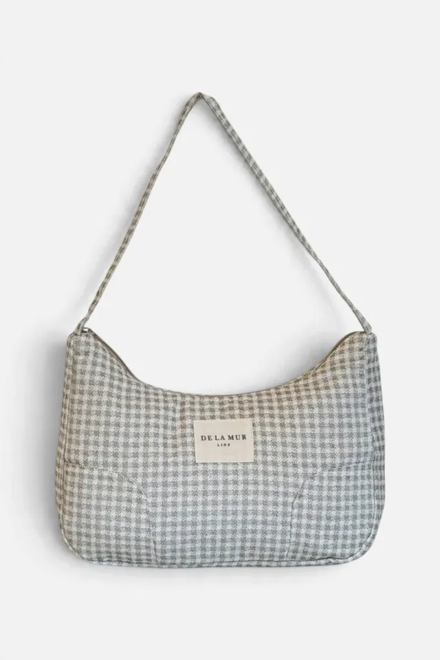 De La Mur Vison skulderveske beige rutete 29x17