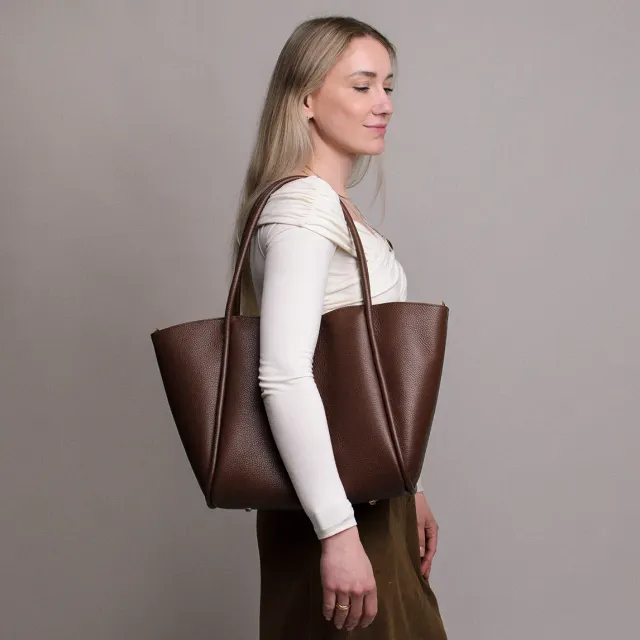 Latalia Florence XL shopper sjokoladebrun 52 cm skinn