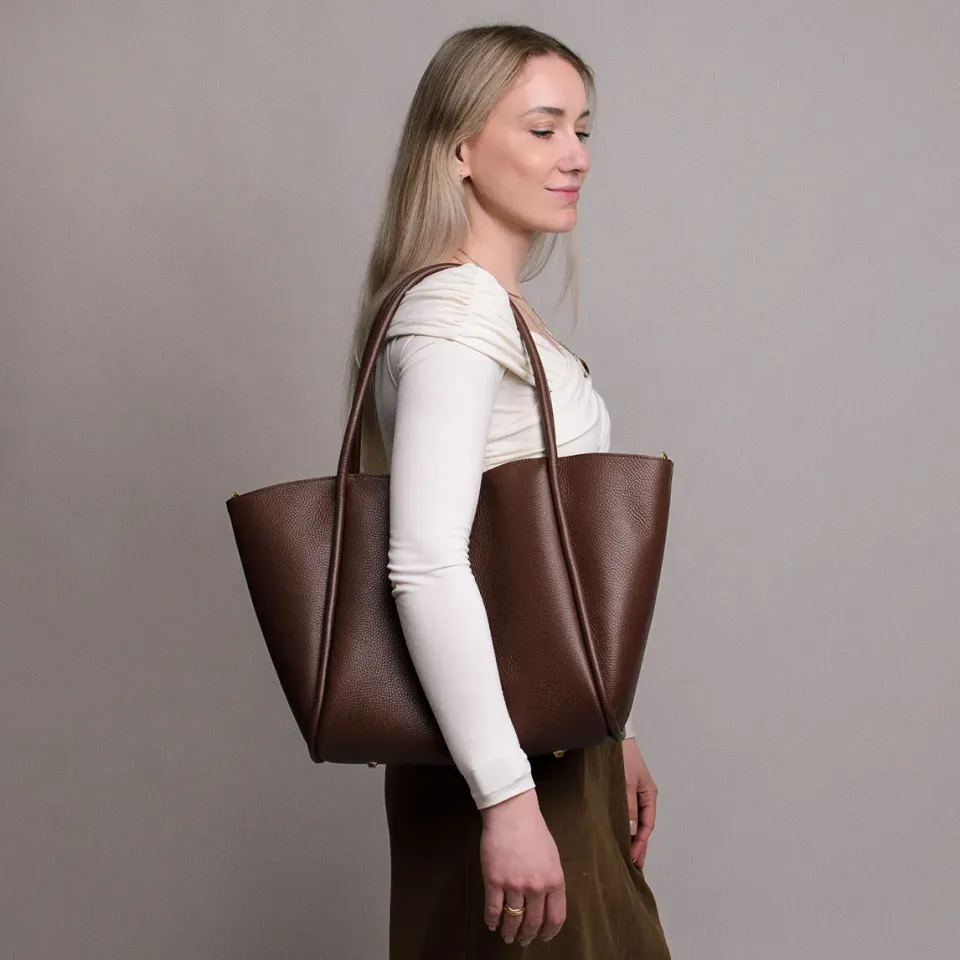 Latalia Florence XL shopper sjokoladebrun 52 cm skinn