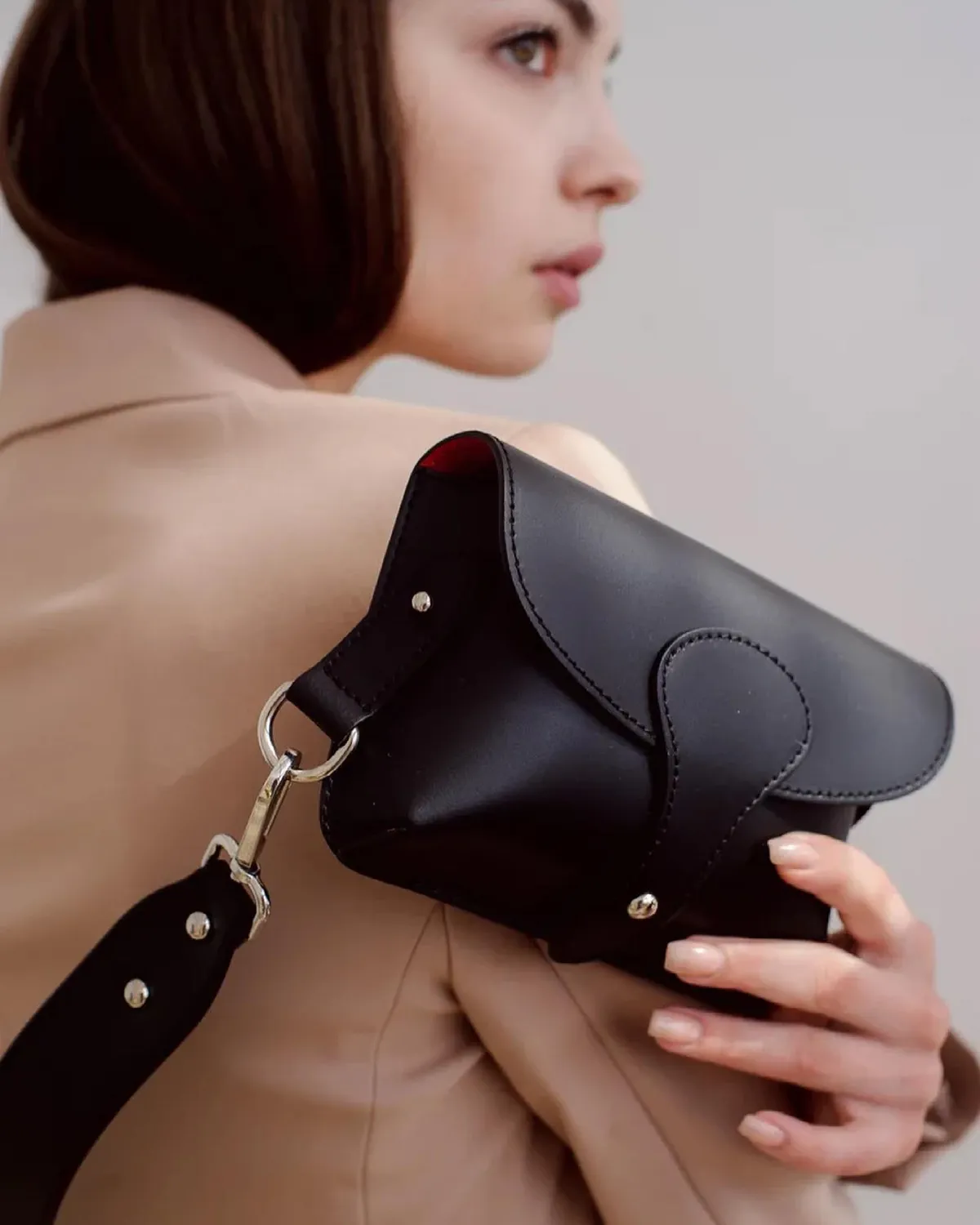 Latalia Monza-mini crossbody rosa ekte skinn