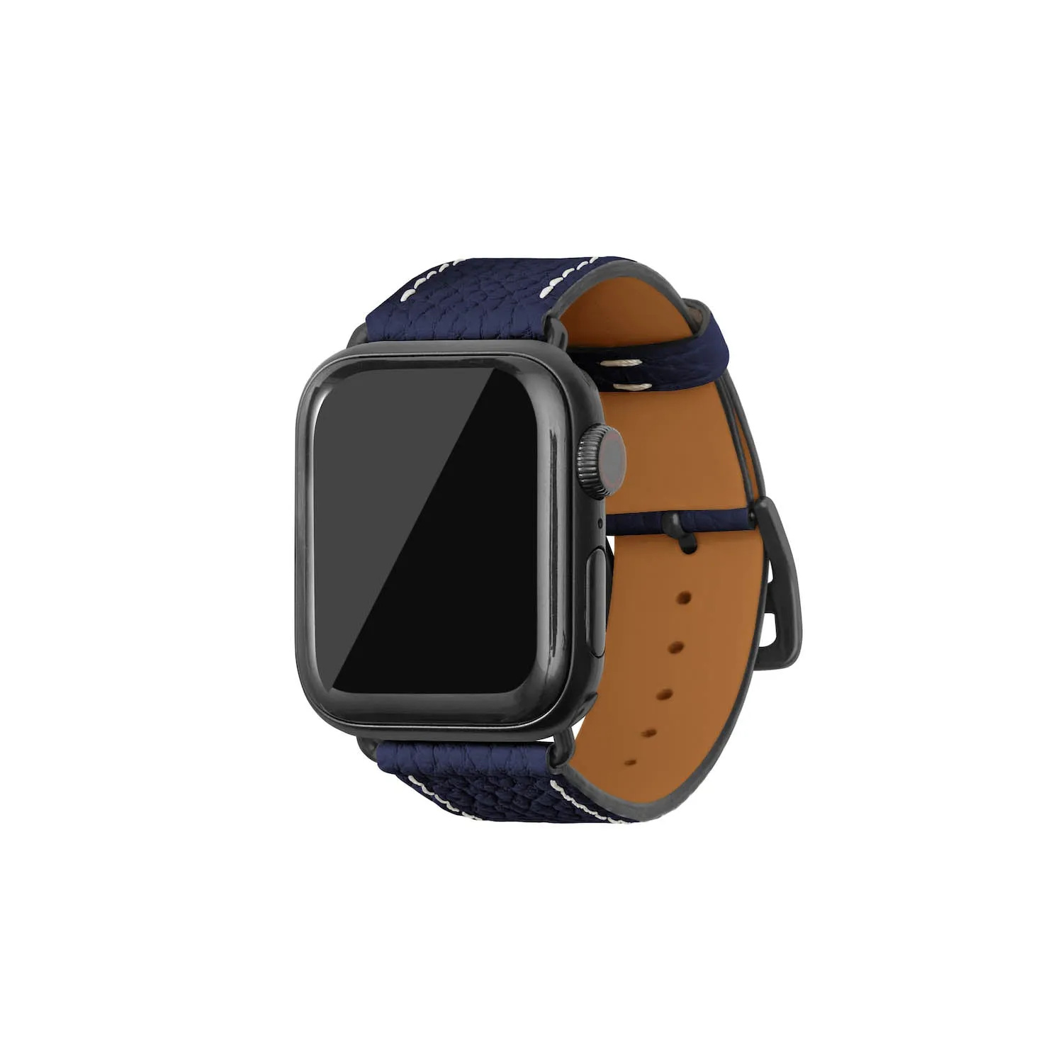 Bonaventura Apple Watch lærbånd krympeskinn Svart 44mm