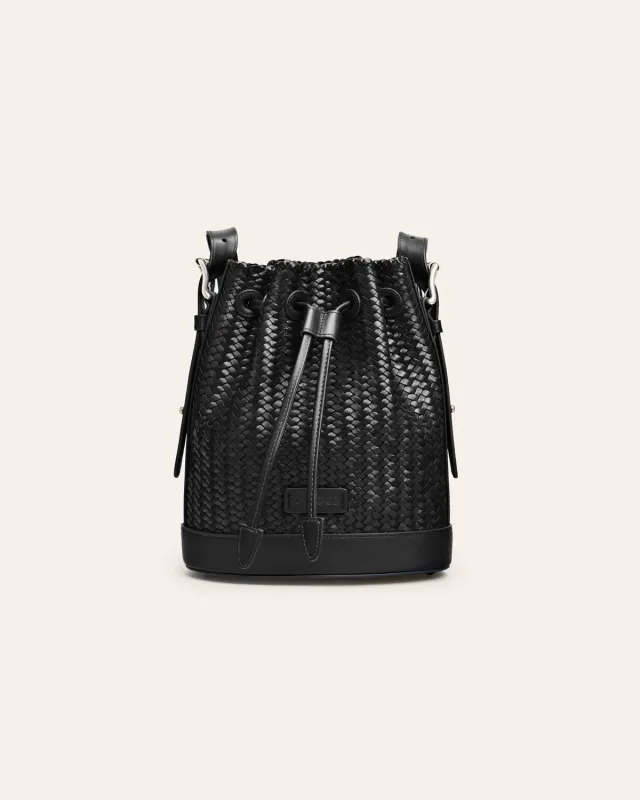 Cala Jade Mini Bucket bøtteveske svart twill skinnbunn