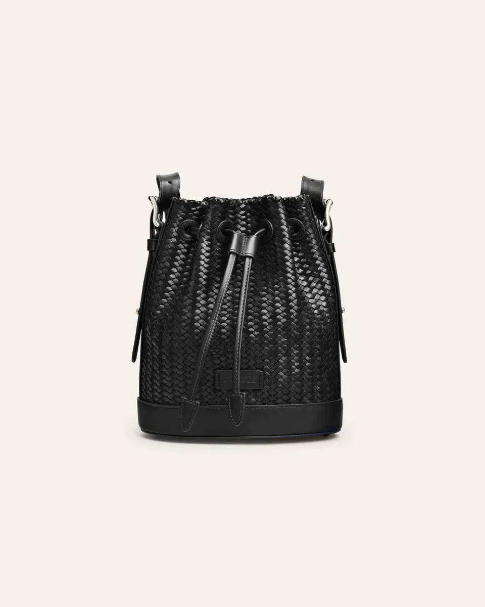 Cala Jade Mini Bucket bøtteveske svart twill skinnbunn
