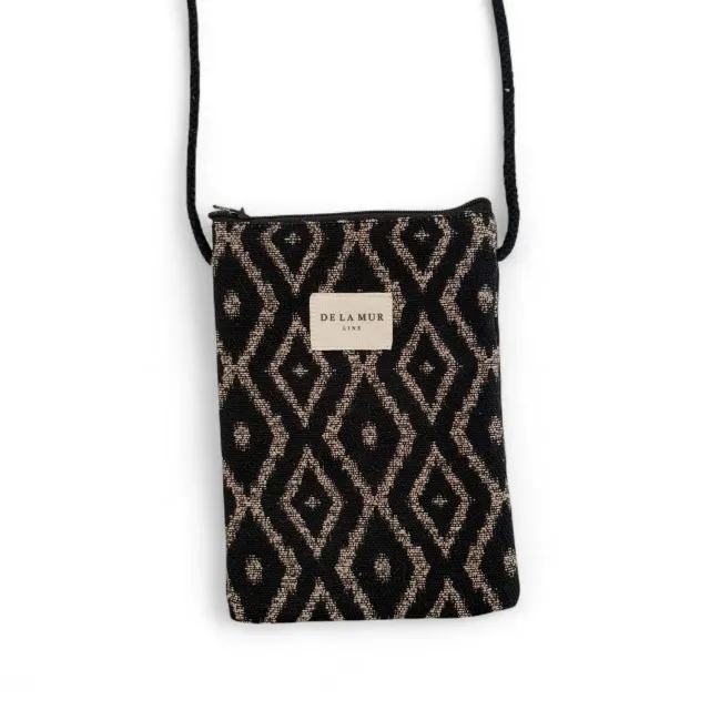 De La Mur Onix mobilveske 12x18 cm beige-svart jacquard