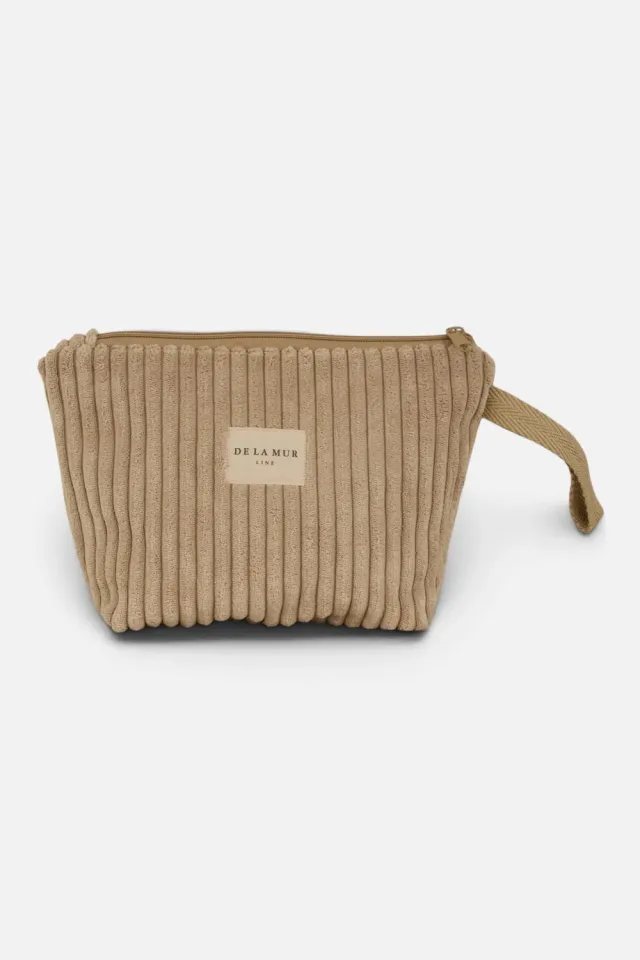 De La Mur Moka stor toalettmappe beige kordfløyel