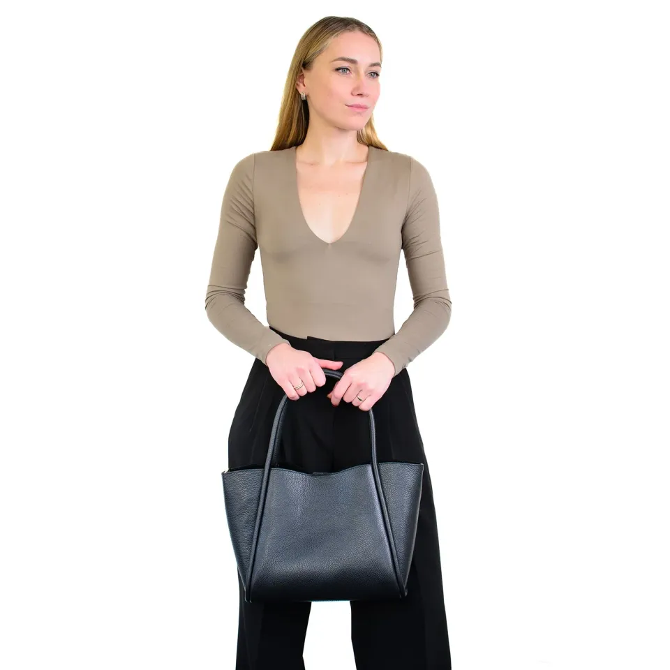 Latalia Florence L shoppingveske svart skinn