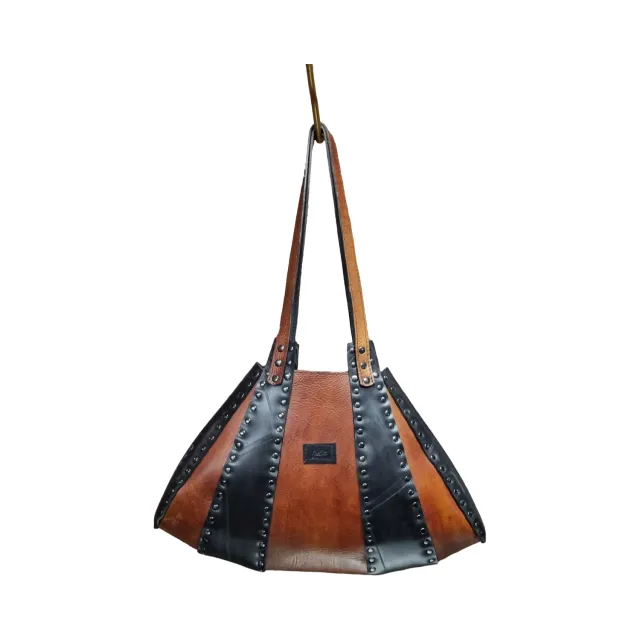 Julia Stray Redesign veske gummi skinn brun/sort 41x26 cm