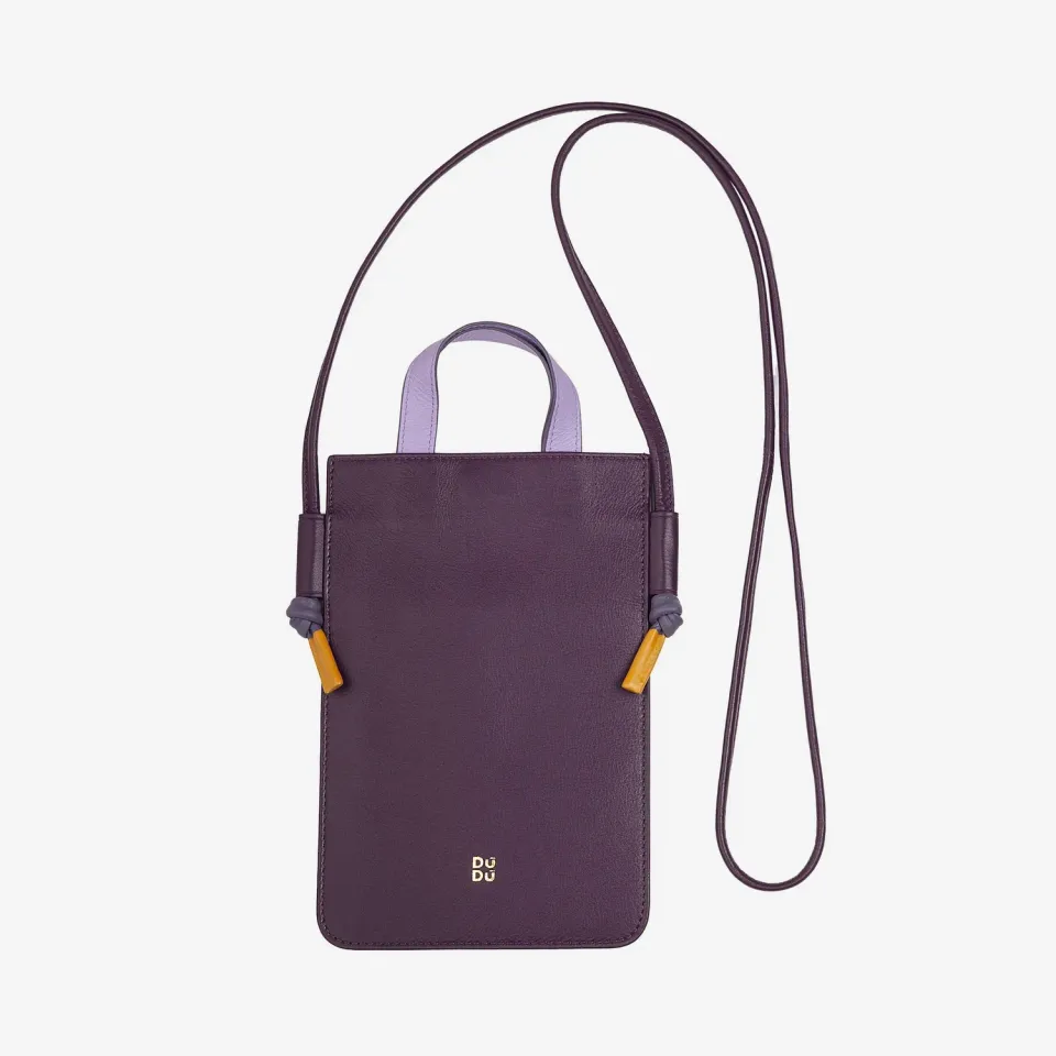 DuDubags Faro mobilveske deep purple ekte skinn