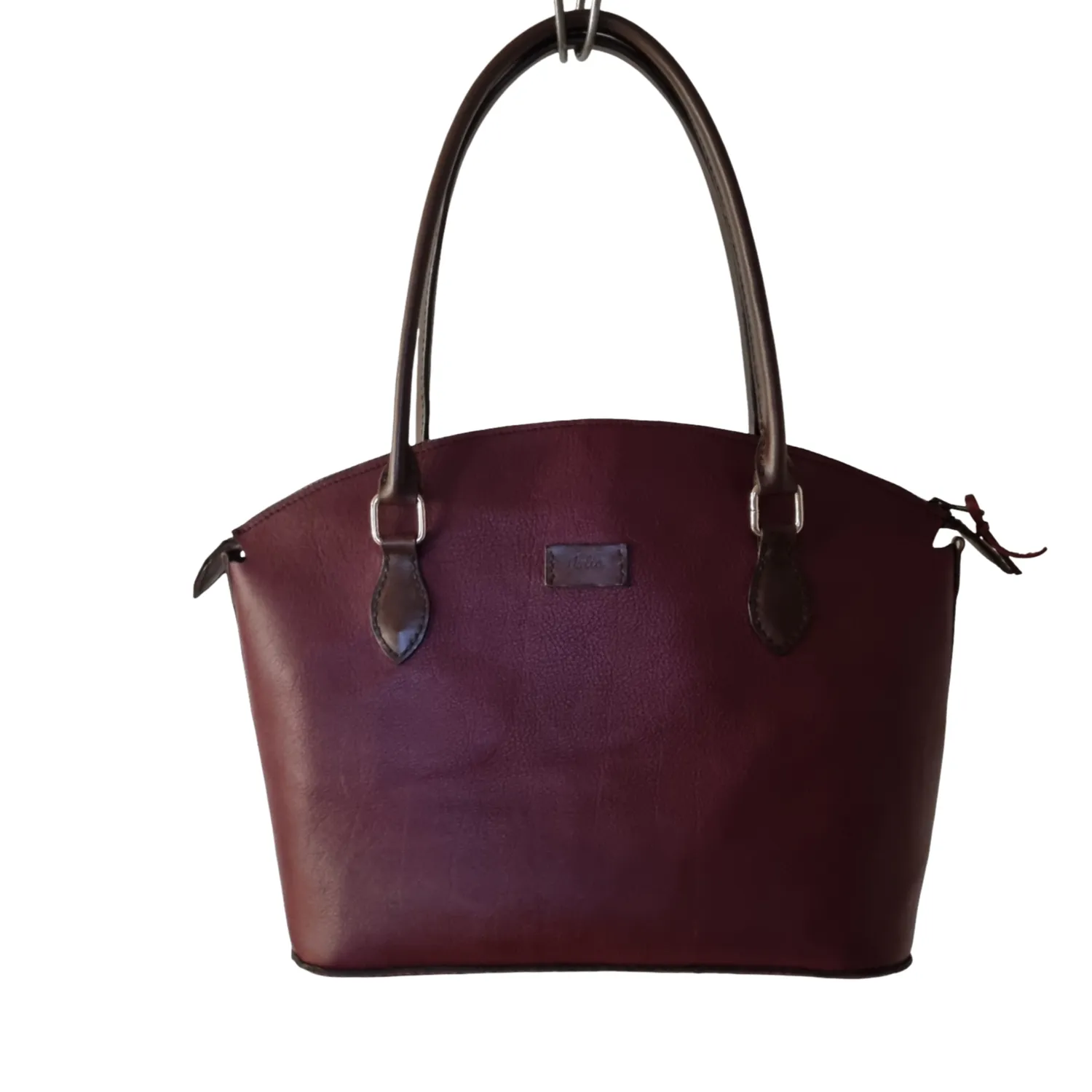 Julia Stray stor skinnveske håndsydd 35x30x15 cm foret