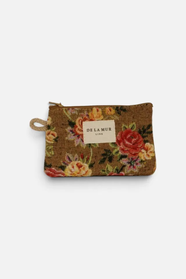 De La Mur Esme myntpung 12x8 cm blomstret sennep