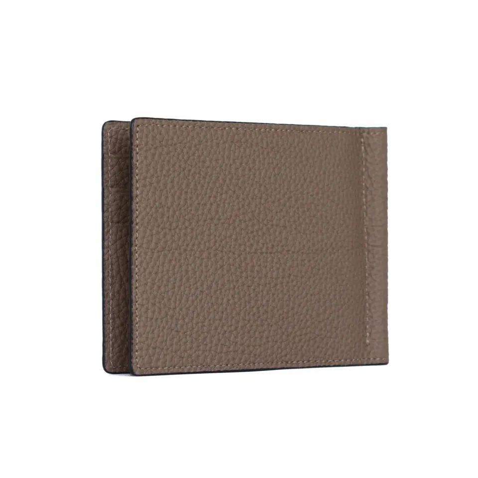 Bonaventura bifold lommebok pengeklemme Etoupe krympeskinn