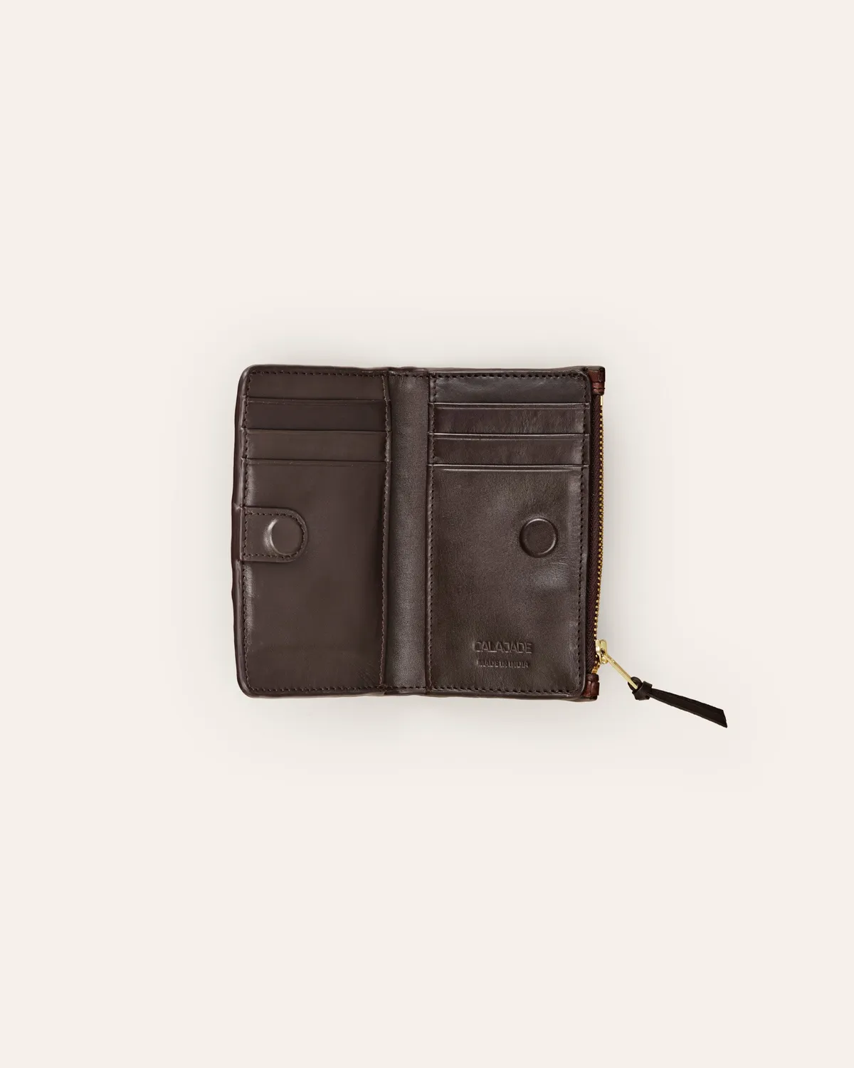 Calajade Caia lommebok umber twill skinn