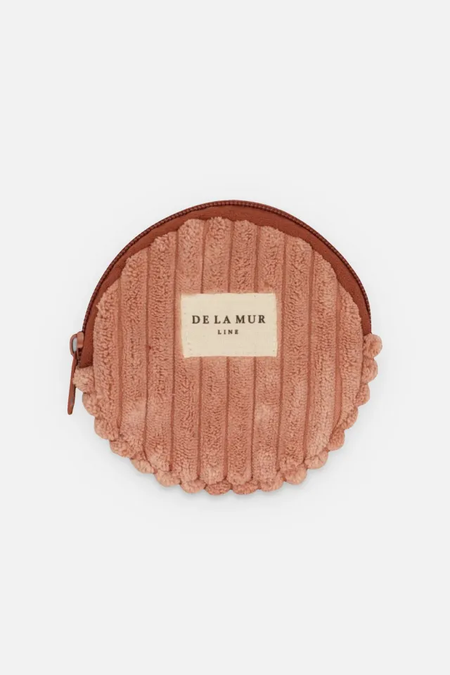 De La Mur Crepe myntveske rund rosa kordfløyel