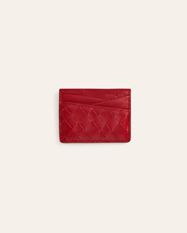 Calajade Boba kortholder i skinn Lipstick Red flettet