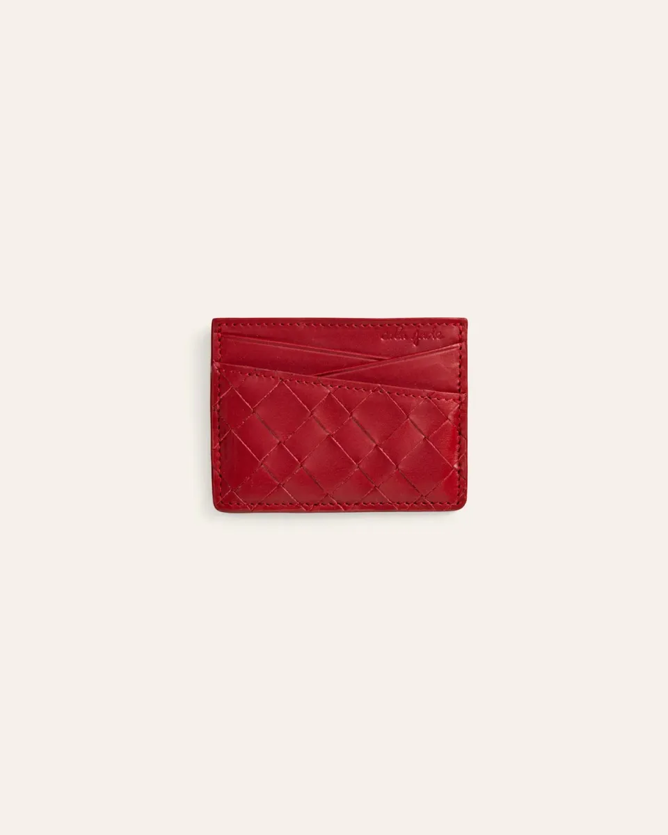 Calajade Boba kortholder i skinn Lipstick Red flettet