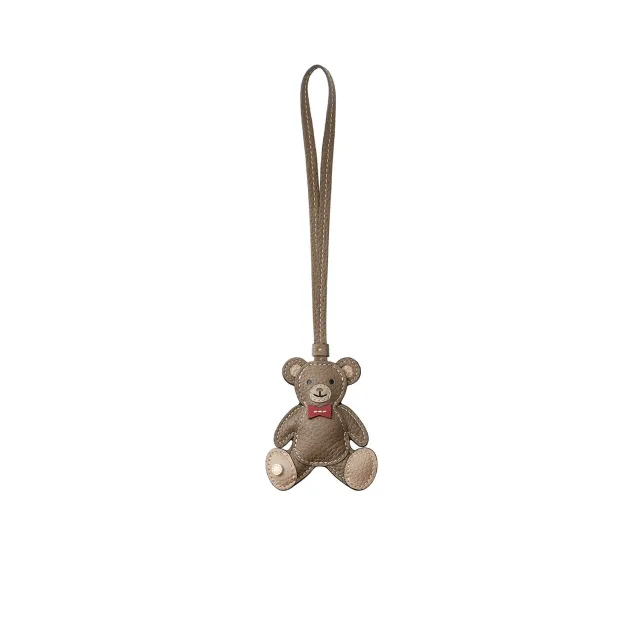Bonaventura Animal Charm Bear veskecharm Etoupe lær