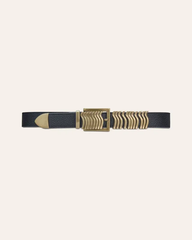 Cala Jade Rattle belte svart gull kuskinn