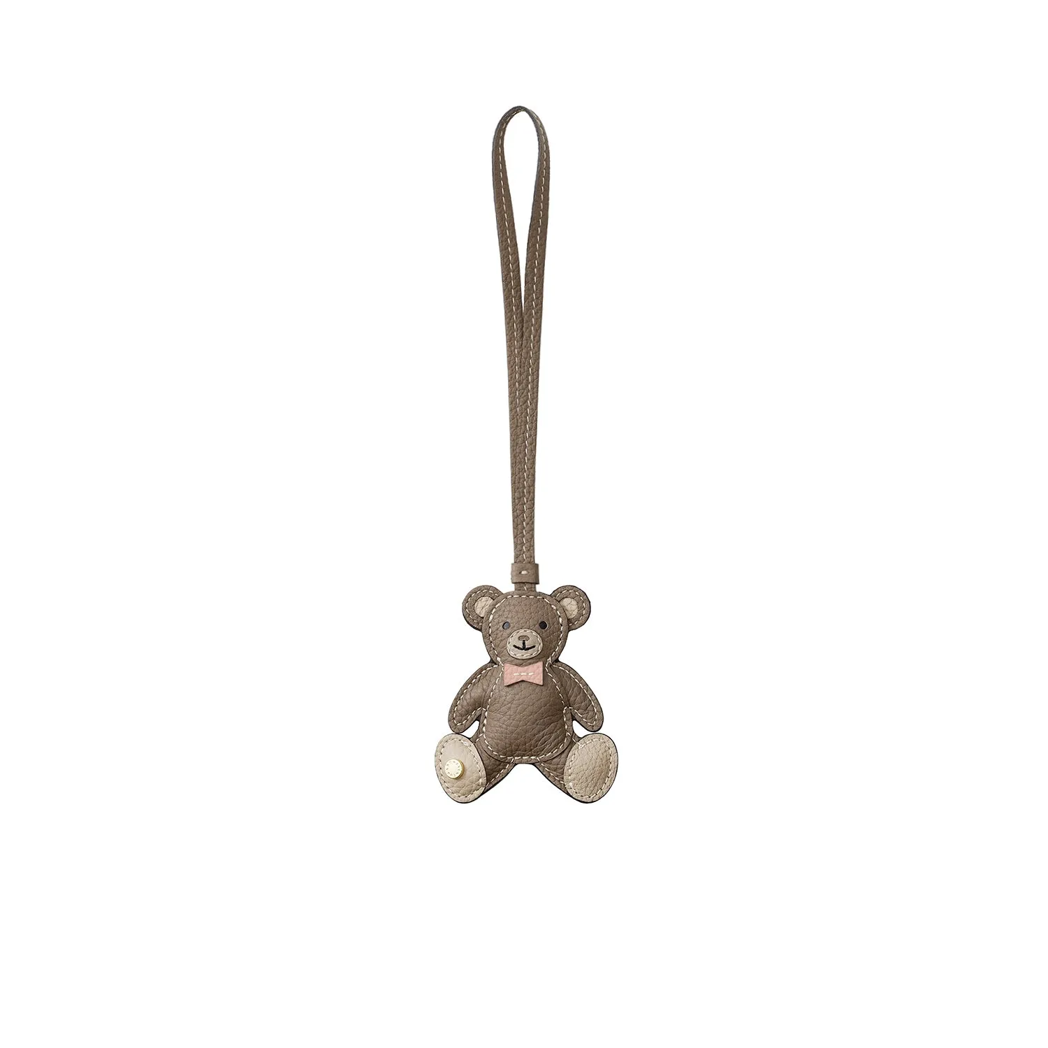 Bonaventura Animal Charm Bear veskecharm Etoupe lær