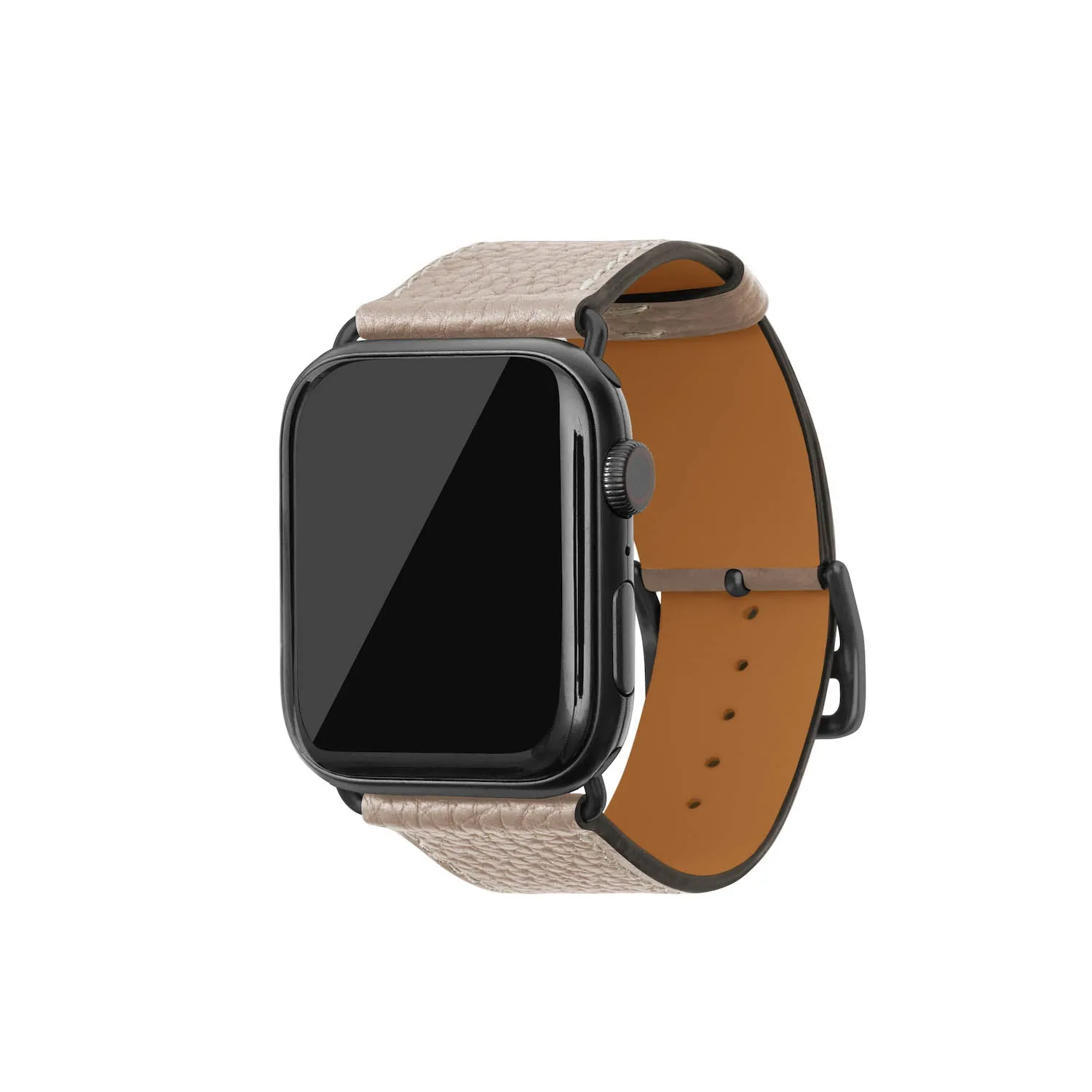 Bonaventura Apple Watch lærbånd krympeskinn Svart 44mm