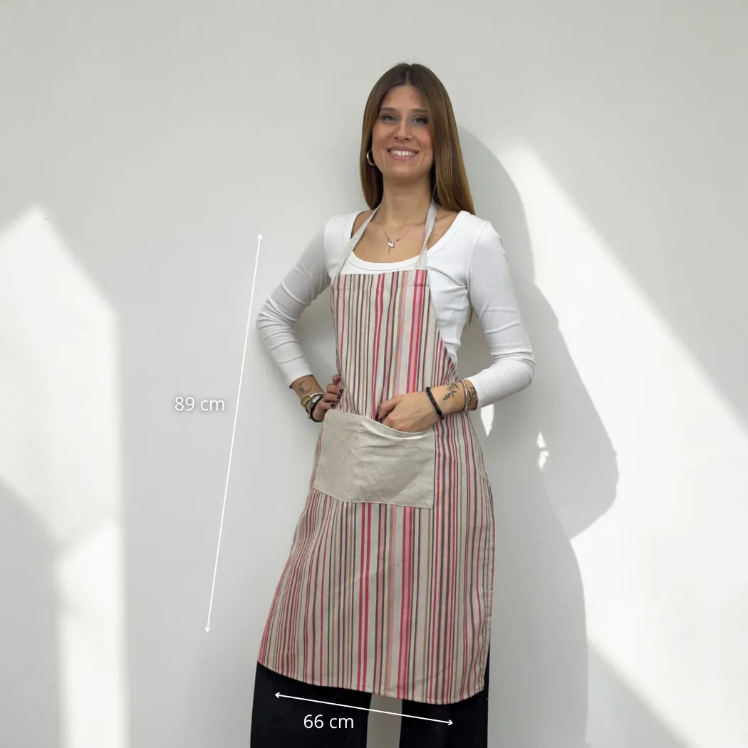 De La Mur Ivo forkle stripet beige med lomme