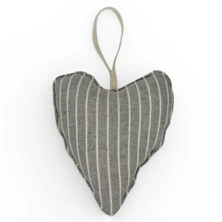 De La Mur Corazón Perla hjertepynt 13x12 grå stripet