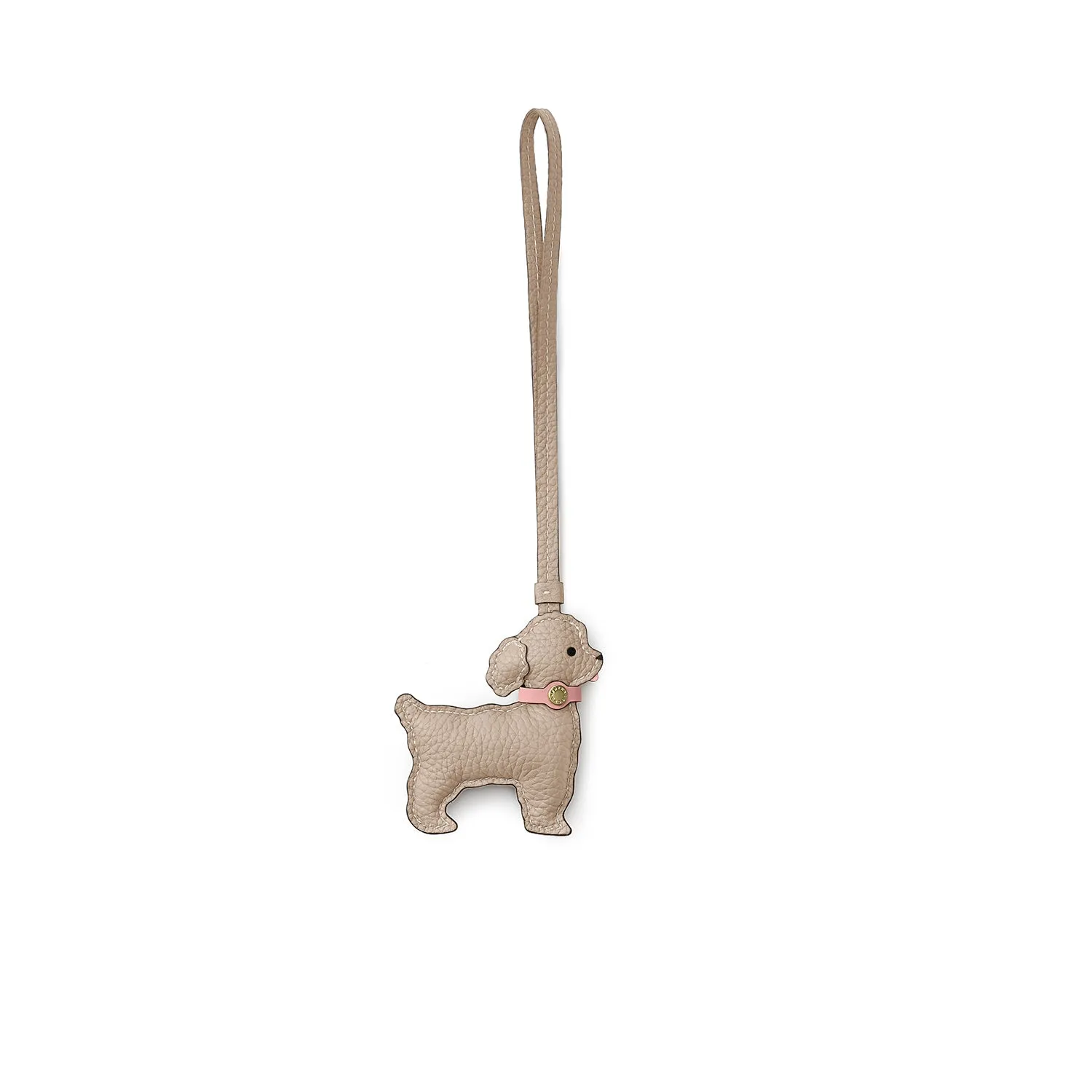 Bonaventura Animal Charm Dog veskeanheng etoupe skinn
