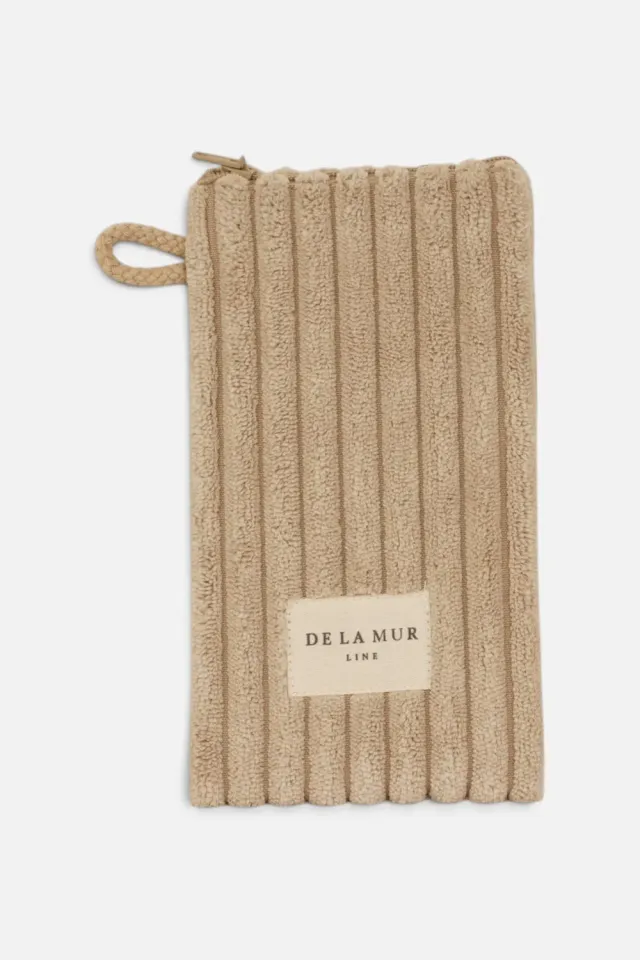 De La Mur Moka brilleetui beige kordfløyel 8,5x18 cm