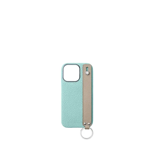 Bonaventura iPhone 16 Pro deksel med håndtak Mare Blue Greige skinn