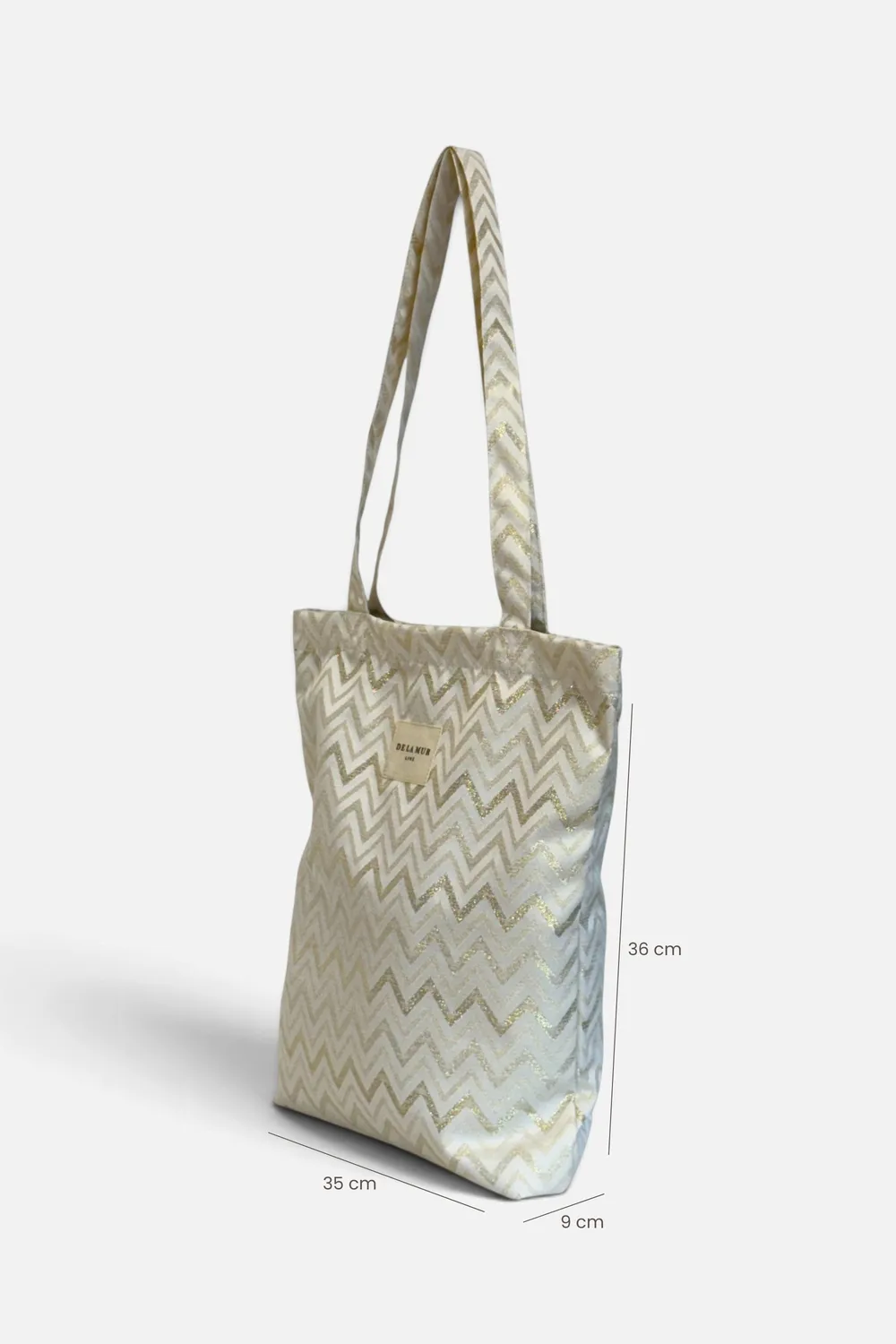 De La Mur Astro totebag beige sikksakk glidelås