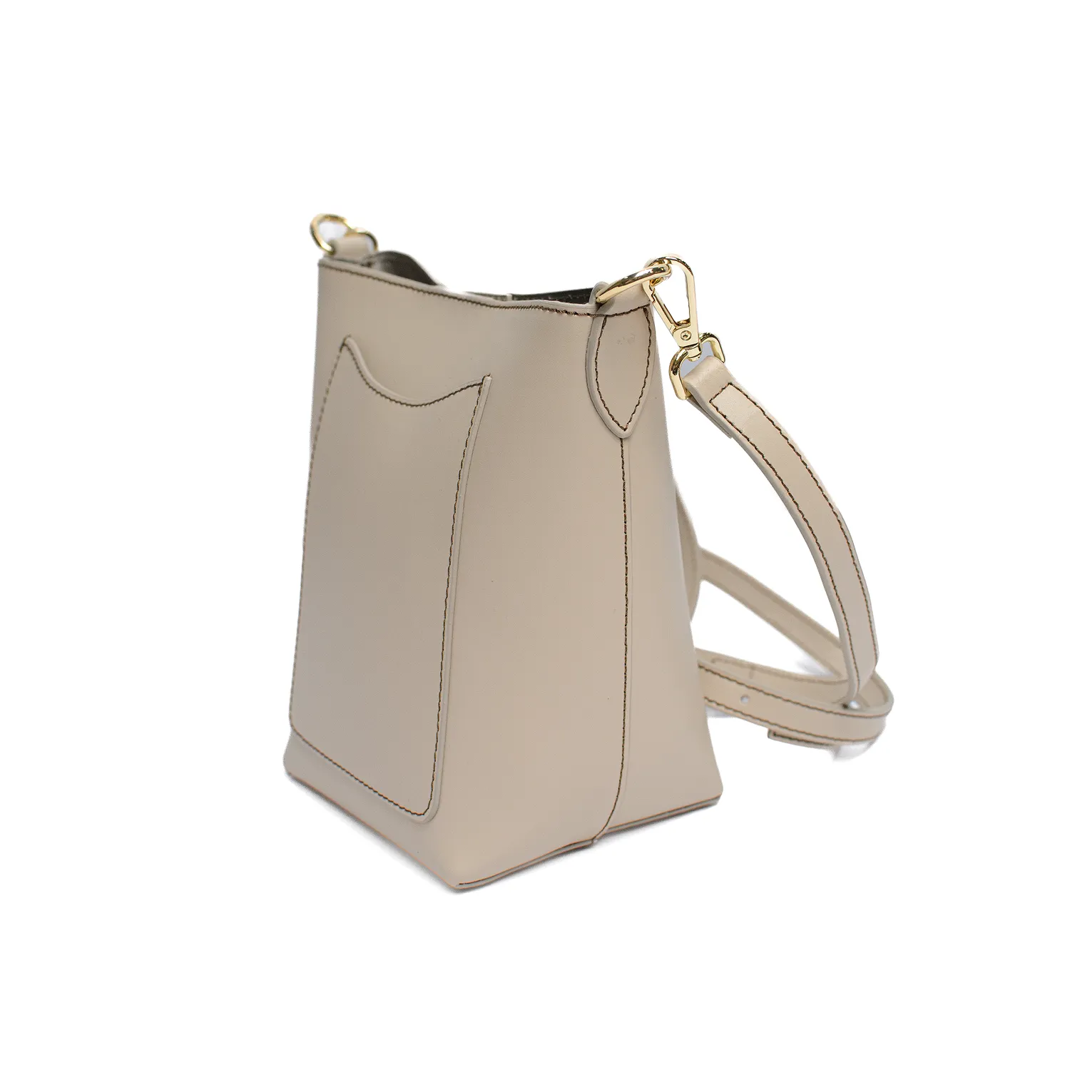 Latalia Fano-mini skinnveske beige ekte skinn