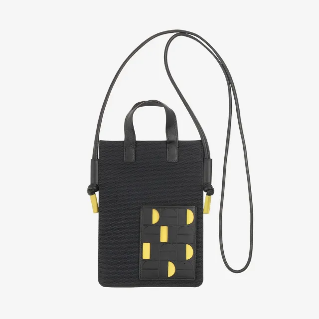 DuDubags Faro mobilveske crossbody svart/gul stoff og skinn