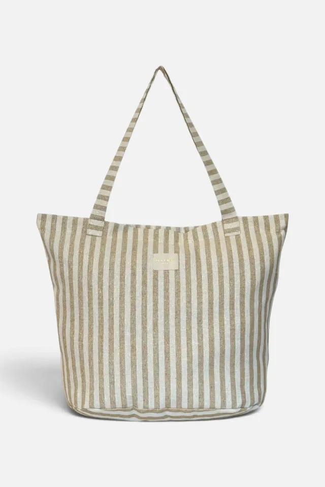 De La Mur Lumos stor shopper sennep stripet