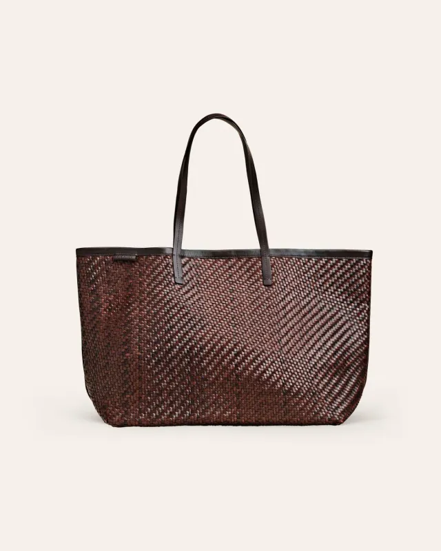 Calajade Isai Umber Twill shopper brun flettet
