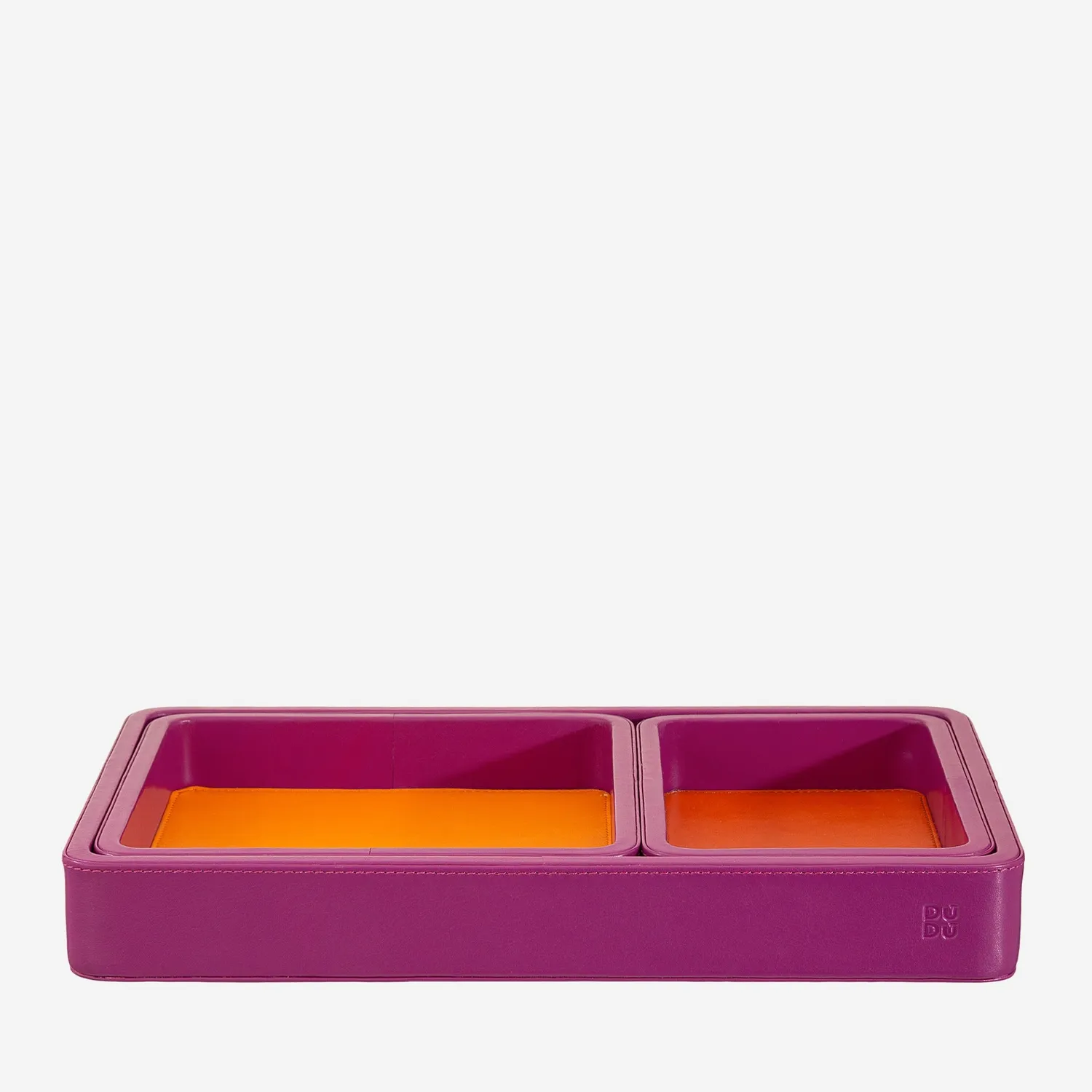 DuDubags Tray set skålesett i skinn fuchsia 3 stk