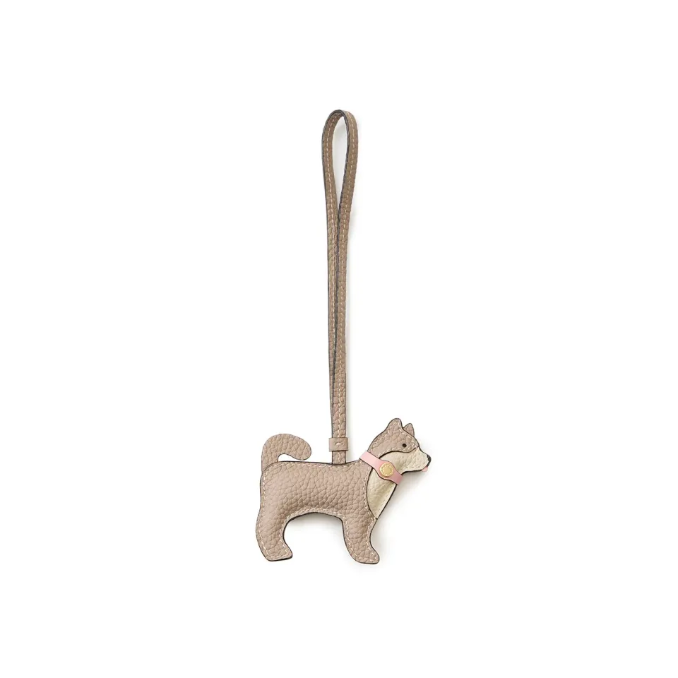Bonaventura charm hund Greige Sakura Pink skinn