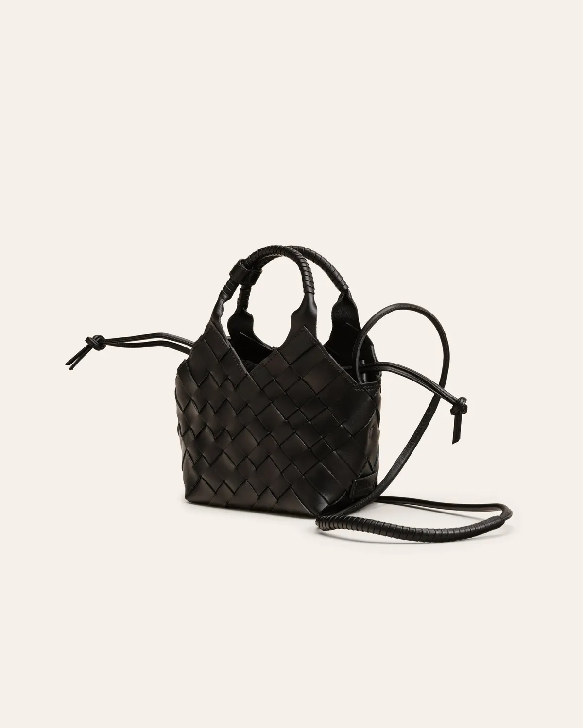 Cala Jade Misu Mini crossbody svart flettet skinn