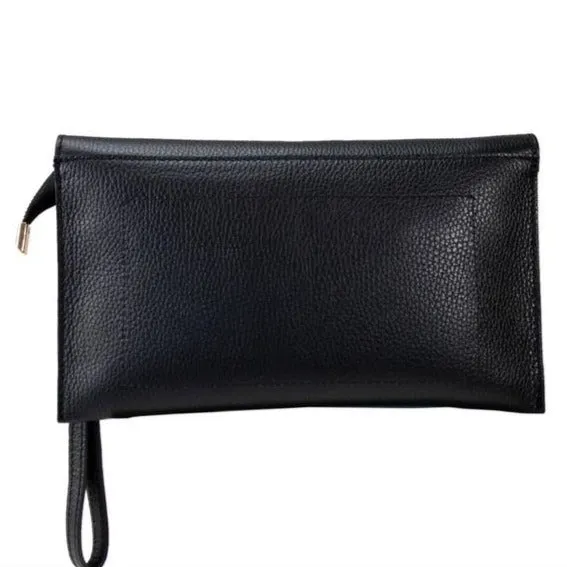 Latalia kuvertveske clutch skinn med skulderreim 28 cm