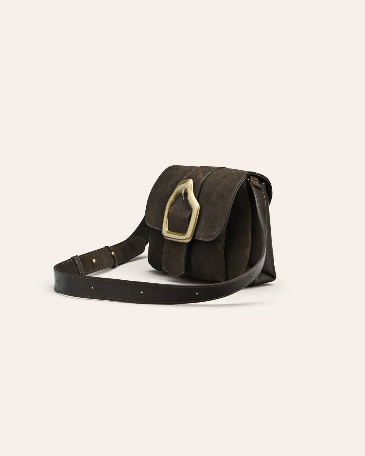 Calajade Nami Mini skulderveske umber semsket skinn