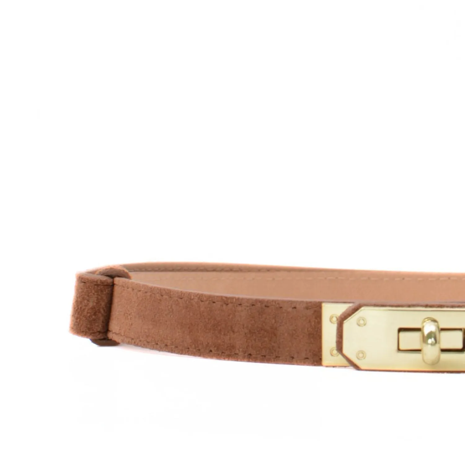Latalia mockabelte vridlås camel 90 cm mocka