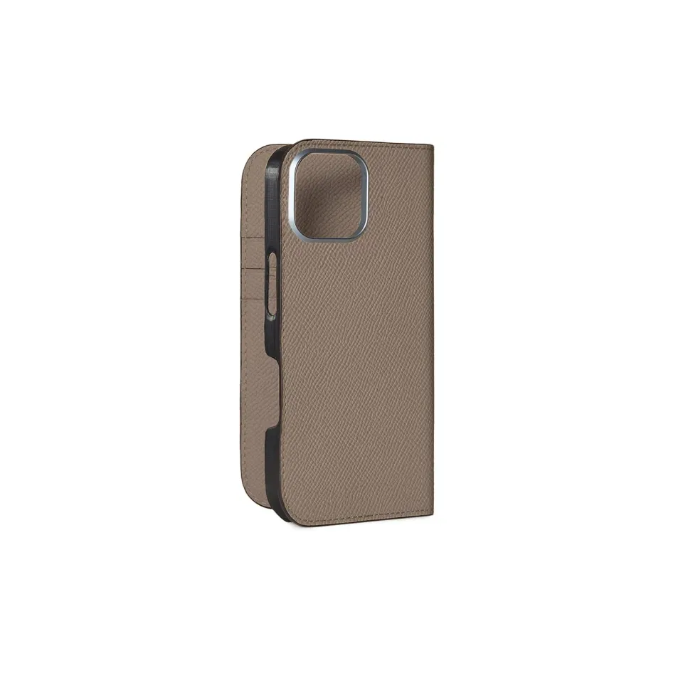 Bonaventura Nobile iPhone 16 dagboketui skinn etoupe